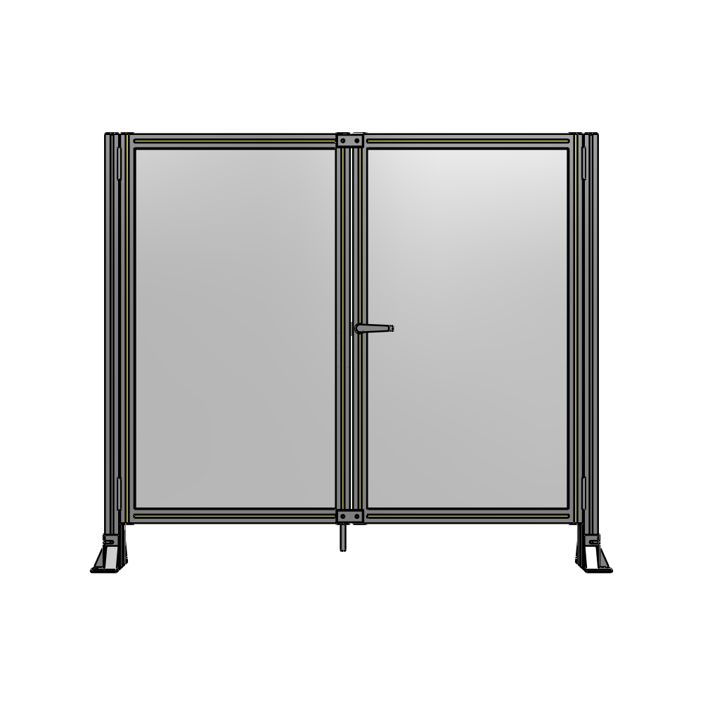 J4-1400-1600-0150-UYPTA SINGLE PANEL, DOUBLE DOOR-FRAME W/O HEADER-HANDLE ON RIGHT 1400MM X 1600MM  1/4" POLYCARB, ASSEMBLED