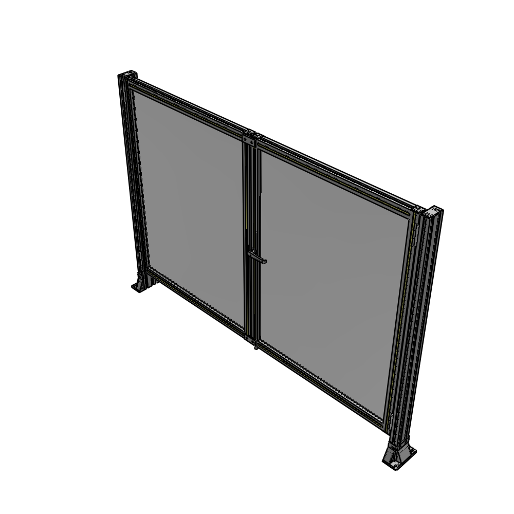 J4-1400-2000-0150-UYPTA SINGLE PANEL, DOUBLE DOOR-FRAME W/O HEADER-HANDLE ON RIGHT 1400MM X 2000MM  1/4" POLYCARB, ASSEMBLED