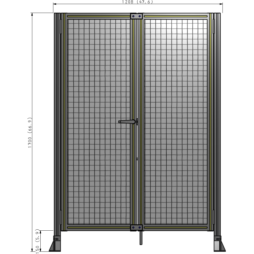 J4-1700-1200-0150-TYMTK SINGLE PANEL, DOUBLE DOOR-FRAME W/O HEADER-HANDLE ON LEFT 1700MM X 1200MM  1" MESH, AS A KIT