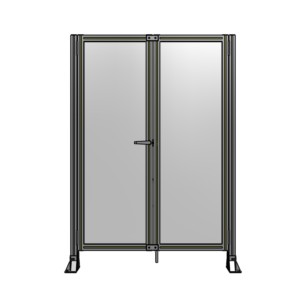 J4-1700-1200-0150-TYPTA SINGLE PANEL, DOUBLE DOOR-FRAME W/O HEADER-HANDLE ON LEFT 1700MM X 1200MM  1/4" POLYCARB, ASSEMBLED