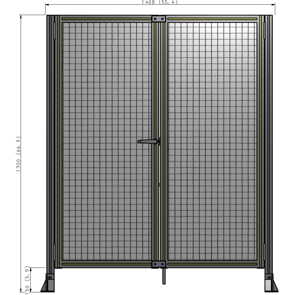 J4-1700-1400-0150-TYMTK SINGLE PANEL, DOUBLE DOOR-FRAME W/O HEADER-HANDLE ON LEFT 1700MM X 1400MM  1" MESH, AS A KIT