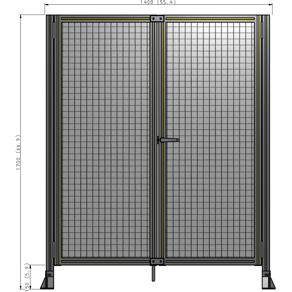 J4-1700-1400-0150-UYMTK SINGLE PANEL, DOUBLE DOOR-FRAME W/O HEADER-HANDLE ON RIGHT 1700MM X 1400MM  1" MESH, AS A KIT
