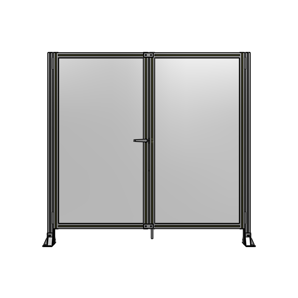 J4-1700-1800-0150-TYPTA SINGLE PANEL, DOUBLE DOOR-FRAME W/O HEADER-HANDLE ON LEFT 1700MM X 1800MM  1/4" POLYCARB, ASSEMBLED