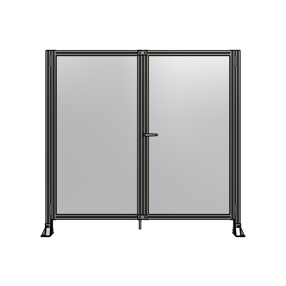 J4-1700-1800-0150-UYPTA SINGLE PANEL, DOUBLE DOOR-FRAME W/O HEADER-HANDLE ON RIGHT 1700MM X 1800MM  1/4" POLYCARB, ASSEMBLED