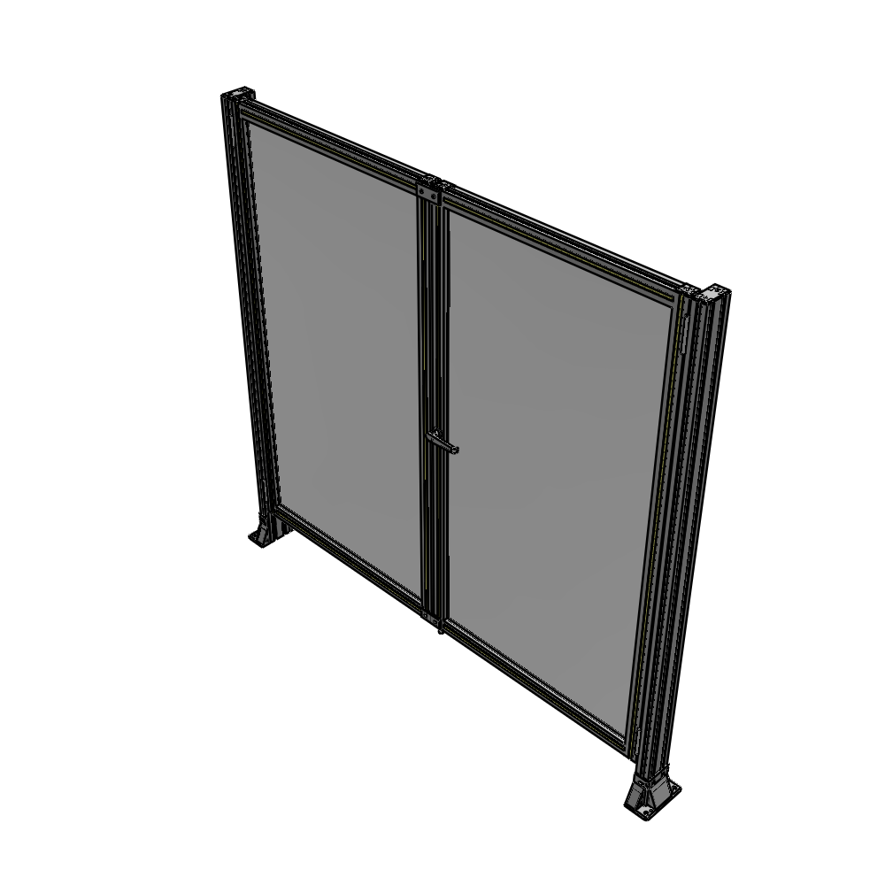 J4-1700-1800-0150-UYPTA SINGLE PANEL, DOUBLE DOOR-FRAME W/O HEADER-HANDLE ON RIGHT 1700MM X 1800MM  1/4" POLYCARB, ASSEMBLED