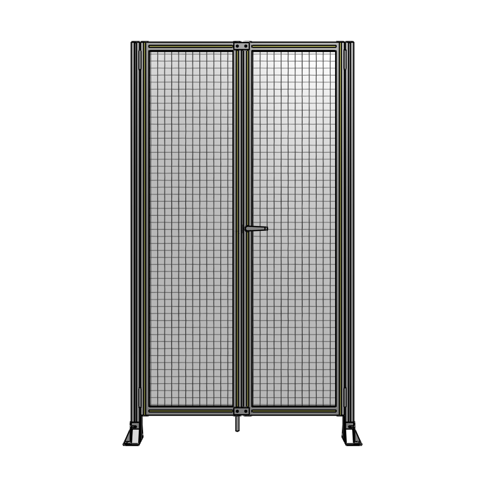 J4-2135-1200-0150-UYMTA SINGLE PANEL, DOUBLE DOOR-FRAME W/O HEADER-HANDLE ON RIGHT 2135MM X 1200MM  1" MESH, ASSEMBLED