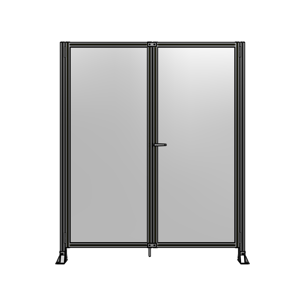 J4-2135-1800-0150-UYPTA SINGLE PANEL, DOUBLE DOOR-FRAME W/O HEADER-HANDLE ON RIGHT 2135MM X 1800MM  1/4" POLYCARB, ASSEMBLED