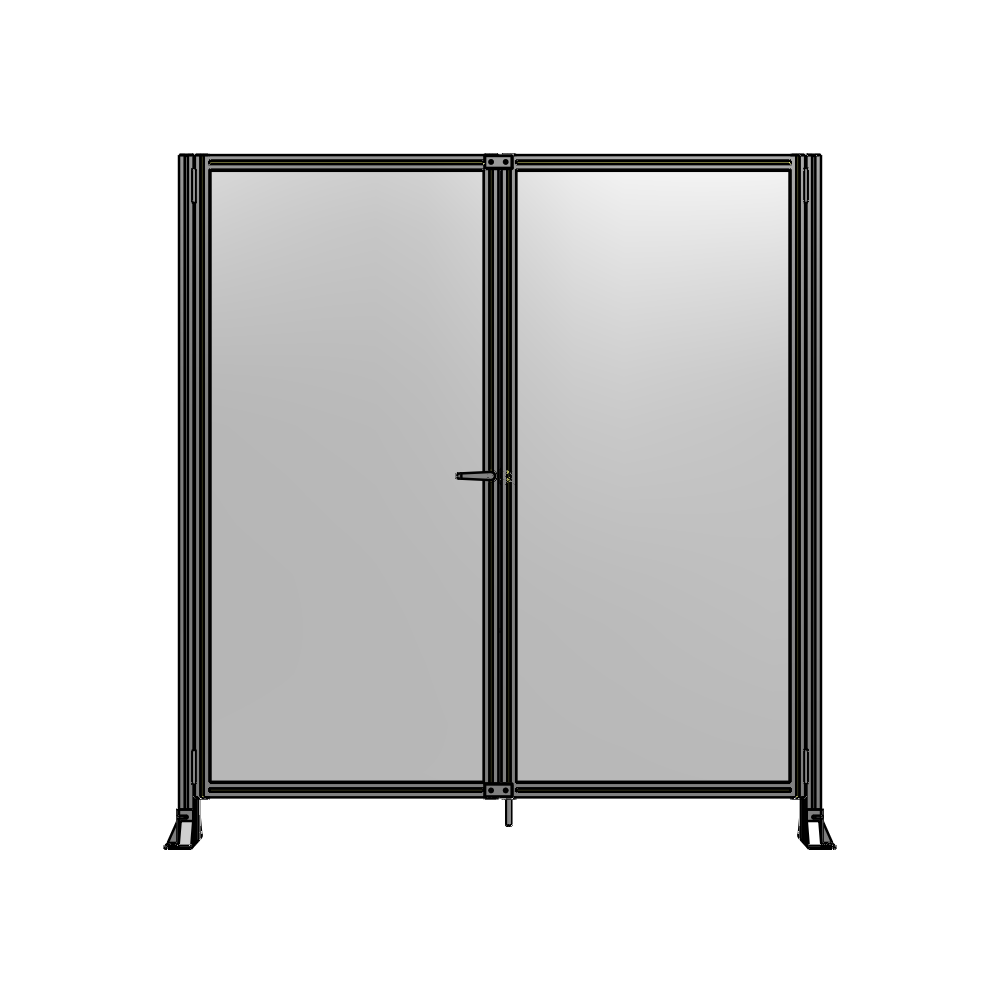 J4-2135-2000-0150-TYPTA SINGLE PANEL, DOUBLE DOOR-FRAME W/O HEADER-HANDLE ON LEFT 2135MM X 2000MM  1/4" POLYCARB, ASSEMBLED