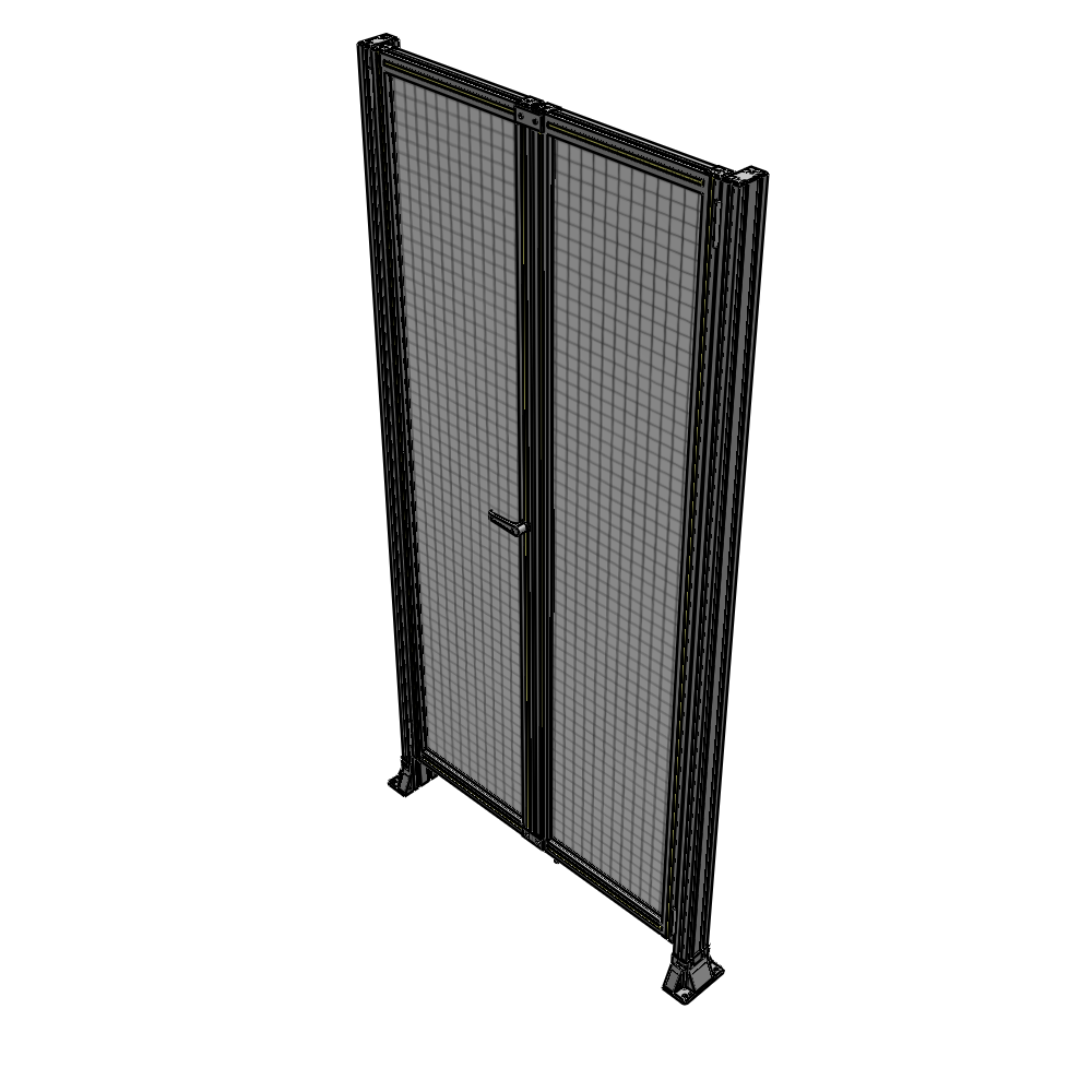 J4-2400-1200-0150-TYMTA SINGLE PANEL, DOUBLE DOOR-FRAME W/O HEADER-HANDLE ON LEFT 2400MM X 1200MM  1" MESH, ASSEMBLED
