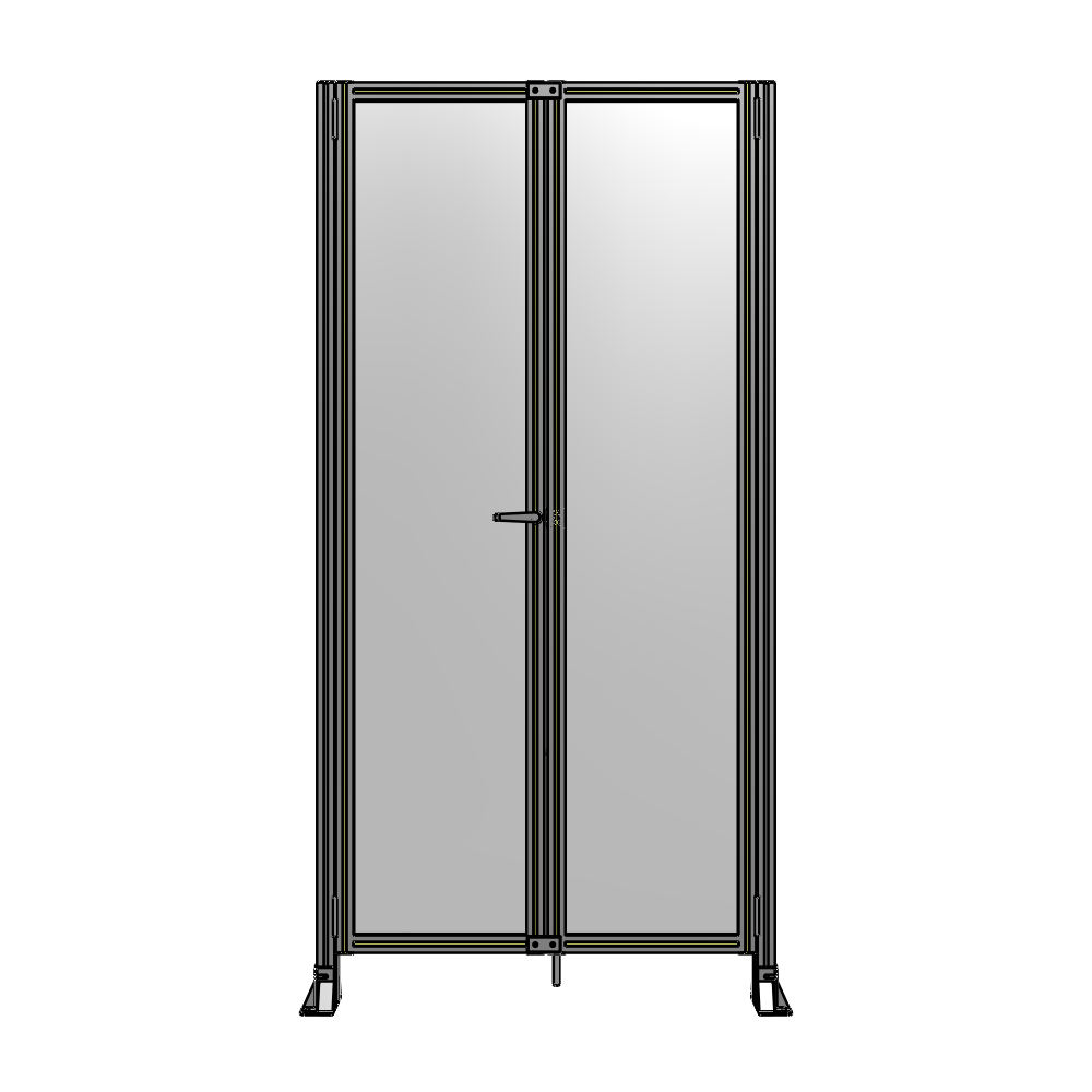 J4-2400-1200-0150-TYPTA SINGLE PANEL, DOUBLE DOOR-FRAME W/O HEADER-HANDLE ON LEFT 2400MM X 1200MM  1/4" POLYCARB, ASSEMBLED