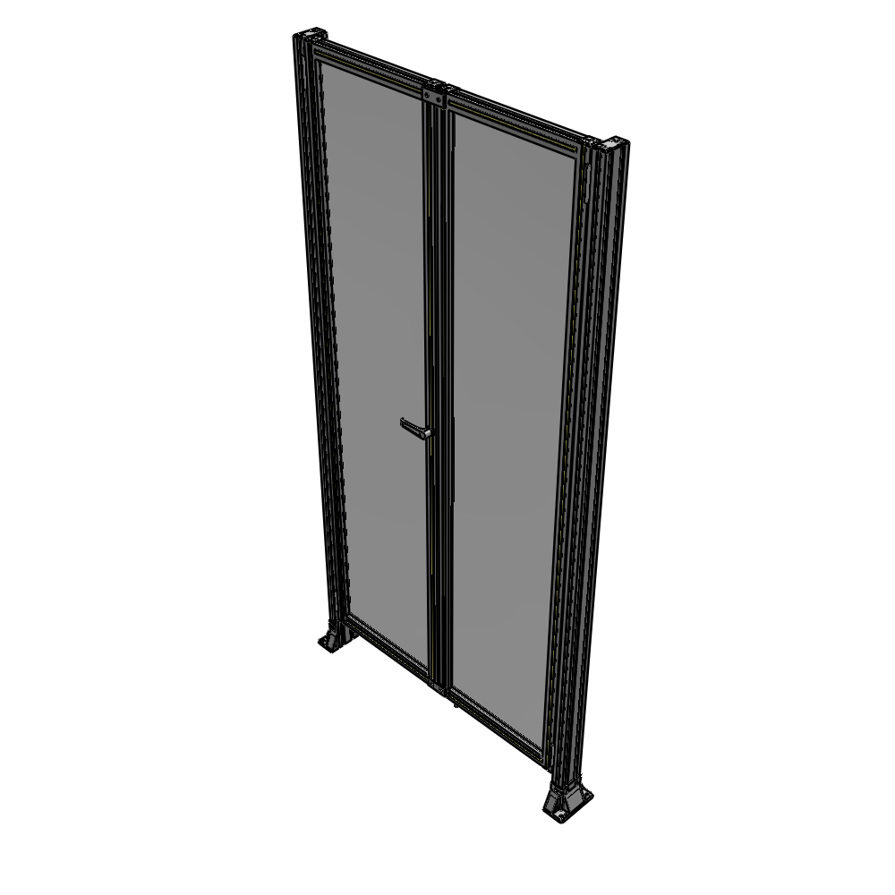 J4-2400-1200-0150-TYPTA SINGLE PANEL, DOUBLE DOOR-FRAME W/O HEADER-HANDLE ON LEFT 2400MM X 1200MM  1/4" POLYCARB, ASSEMBLED