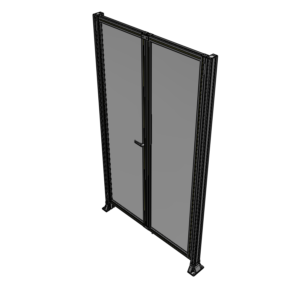 J4-2400-1400-0150-TYPTA SINGLE PANEL, DOUBLE DOOR-FRAME W/O HEADER-HANDLE ON LEFT 2400MM X 1400MM  1/4" POLYCARB, ASSEMBLED