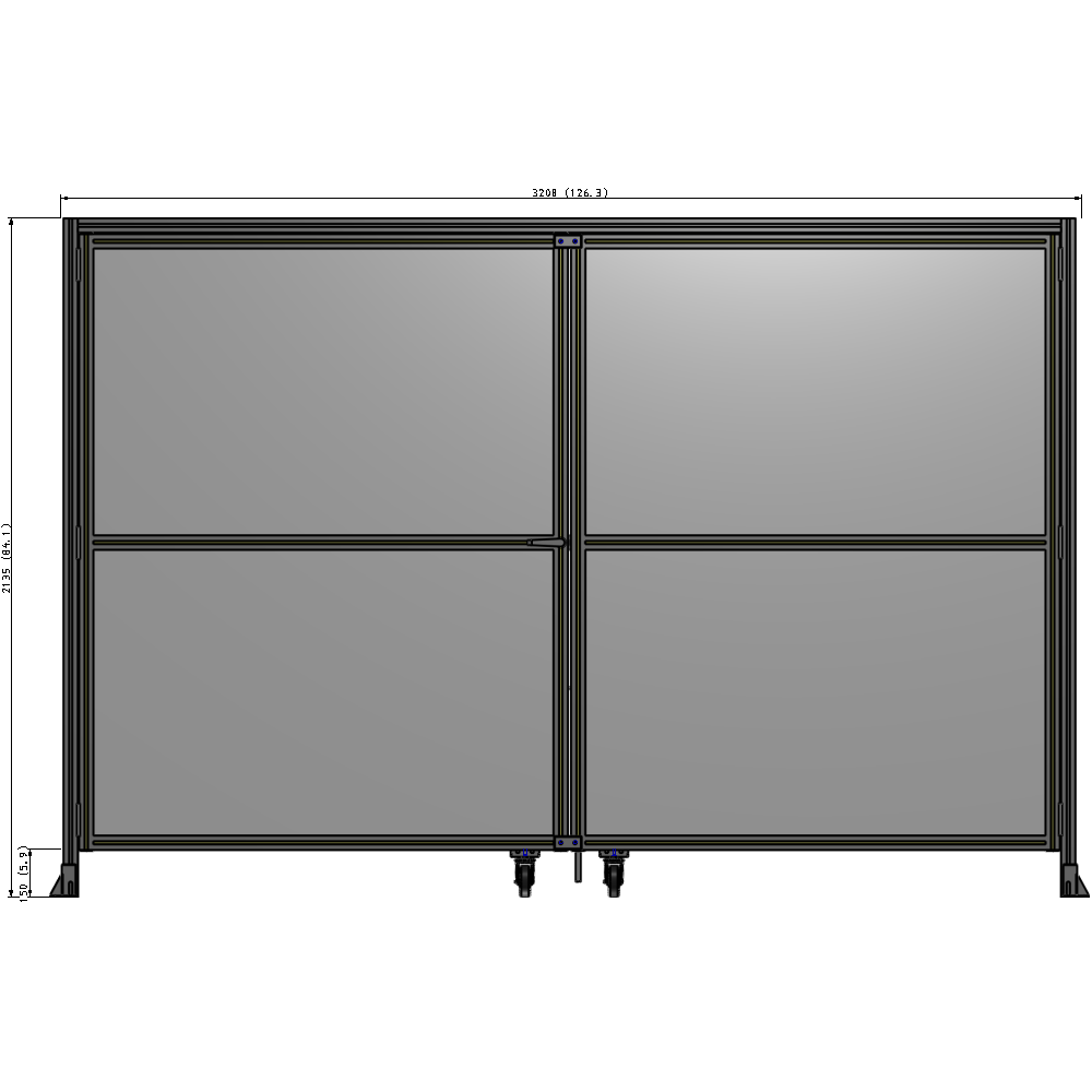 J5-2135-3200-0150-TYPTK DOUBLE PANEL, DOUBLE DOOR-WITH HEADER-HANDLE ON LEFT 2135MM X 3200MM  1/4" POLYCARBONATE, AS A KIT
