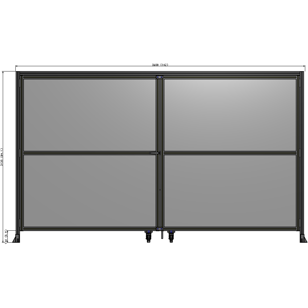J5-2135-3600-0150-TYPTK DOUBLE PANEL, DOUBLE DOOR-WITH HEADER-HANDLE ON LEFT 2135MM X 3600MM  1/4" POLYCARBONATE, AS A KIT