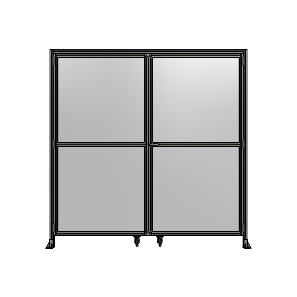 J5-2400-2400-0150-UYPTA DOUBLE PANEL, DOUBLE DOOR-WITH HEADER-HANDLE ON RIGHT 2135MM X 2400MM  1/4" POLYCARBONATE, ASSEMBLED