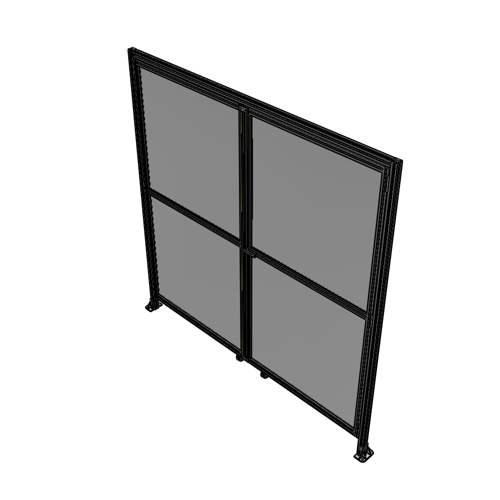 J5-2400-2400-0150-UYPTA DOUBLE PANEL, DOUBLE DOOR-WITH HEADER-HANDLE ON RIGHT 2135MM X 2400MM  1/4" POLYCARBONATE, ASSEMBLED