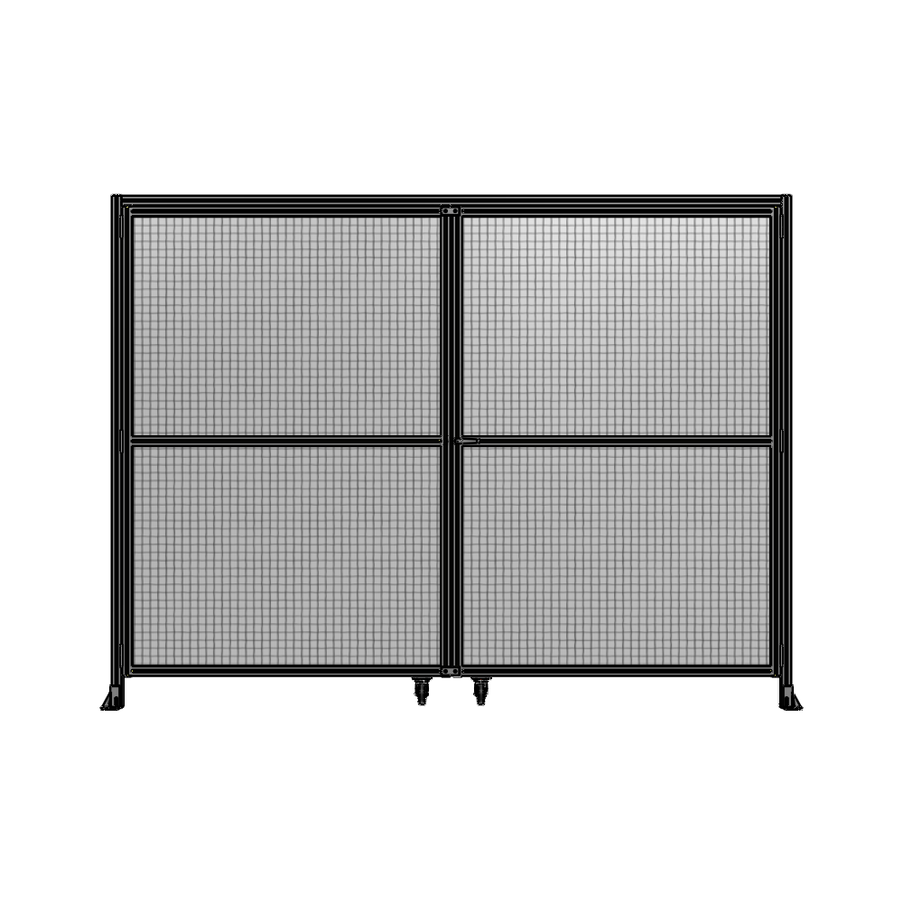J5-2400-3200-0150-UYMTA DOUBLE PANEL, DOUBLE DOOR-WITH HEADER-HANDLE ON RIGHT 2135MM X 3200MM  1" MESH, ASSEMBLED