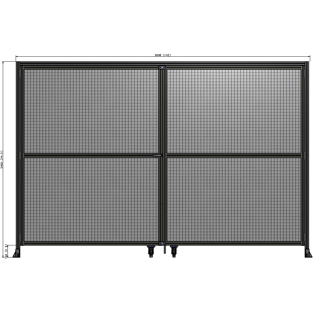 J5-2400-3600-0150-TYMTK DOUBLE PANEL, DOUBLE DOOR-WITH HEADER-HANDLE ON LEFT 2135MM X 3600MM  1" MESH, AS A KIT