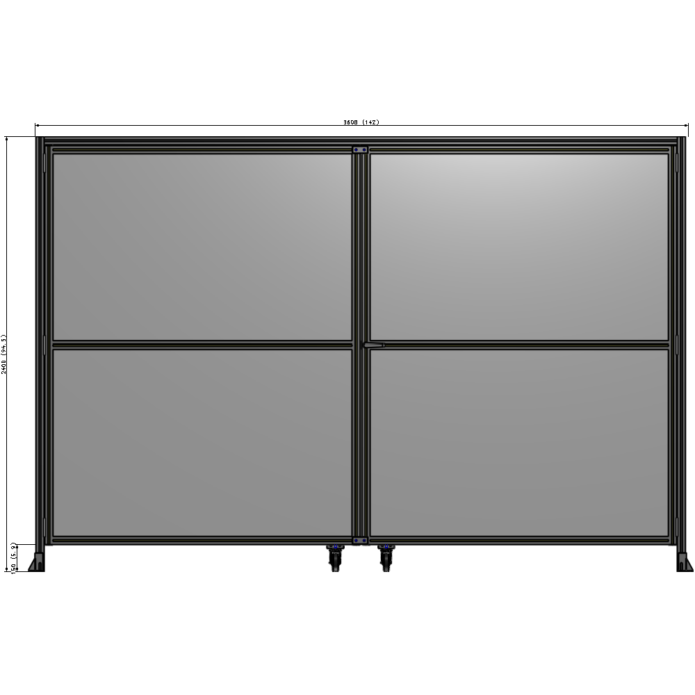J5-2400-3600-0150-UYPTK DOUBLE PANEL, DOUBLE DOOR-WITH HEADER-HANDLE ON RIGHT 2135MM X 3600MM  1/4" POLYCARBONATE, AS A KIT