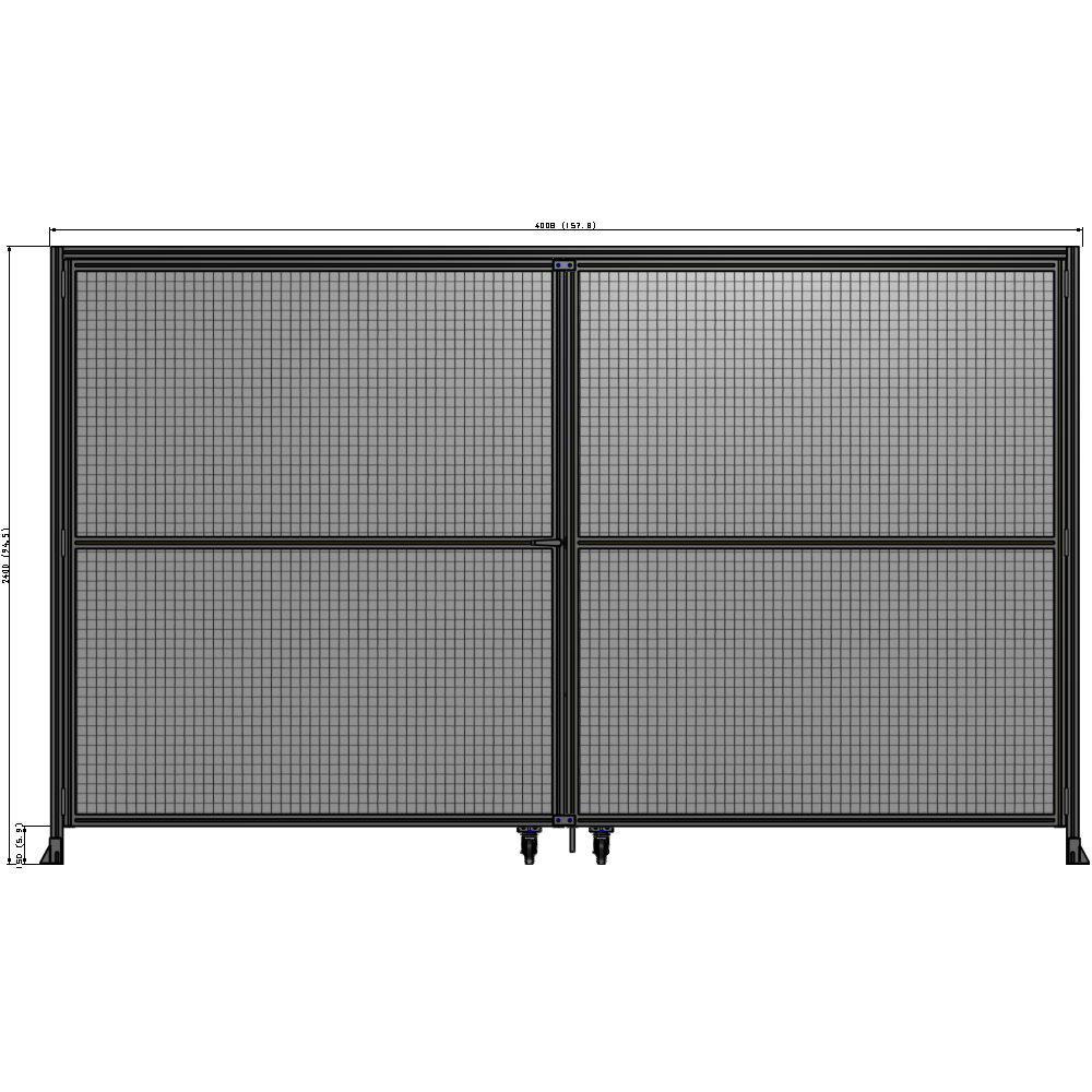 J5-2400-4000-0150-TYMTK DOUBLE PANEL, DOUBLE DOOR-WITH HEADER-HANDLE ON LEFT 2135MM X 4000MM  1" MESH, AS A KIT