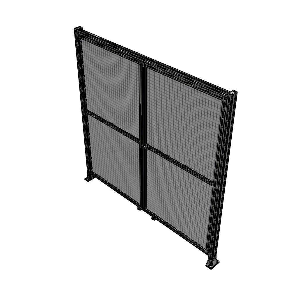 J7-2400-2400-0150-UYMTA DOUBLE PANEL, DOUBLE DOOR-FRAME W/ HEADER- HANDLE ON RIGHT 2400MM X 2400MM  1" MESH, ASSEMBLED