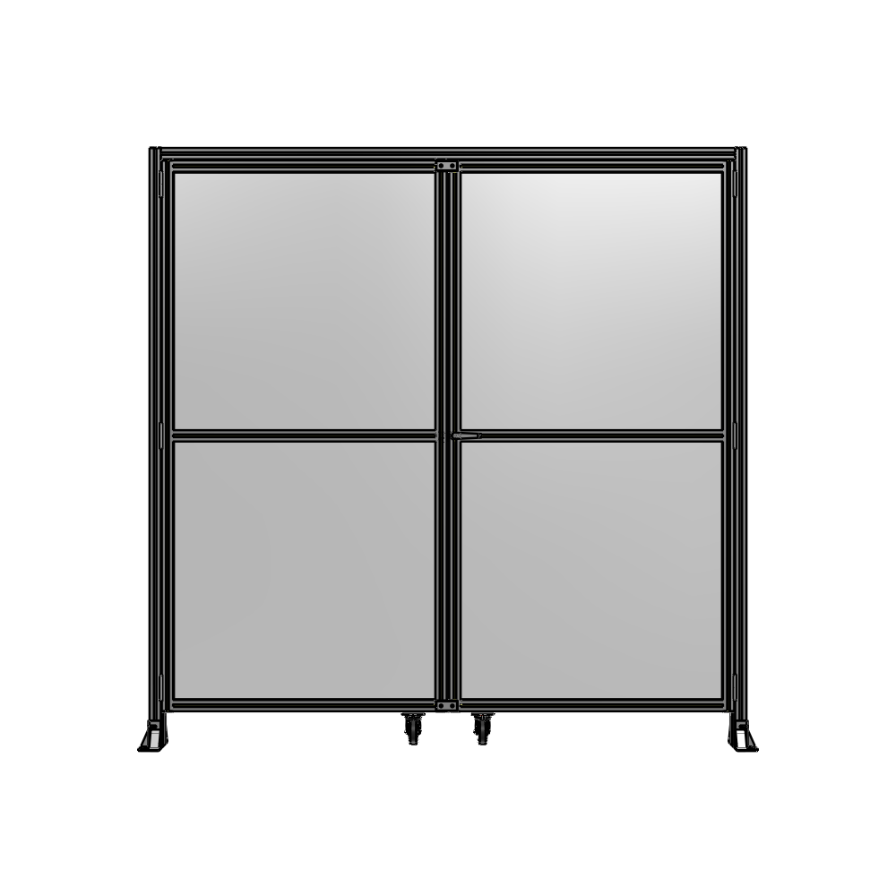 J7-2400-2400-0150-UYPTA DOUBLE PANEL, DOUBLE DOOR-FRAME W/ HEADER- HANDLE ON RIGHT 2400MM X 2400MM  1/4" POLYCARB, ASSEMBLED