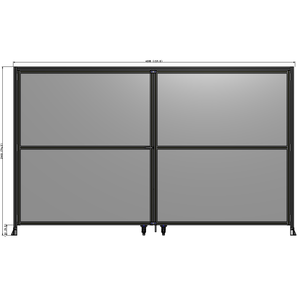 J7-2400-4000-0150-TYPTK DOUBLE PANEL, DOUBLE DOOR-FRAME W/ HEADER- HANDLE ON LEFT 2400MM X 4000MM  1/4" POLYCARB, AS A KIT