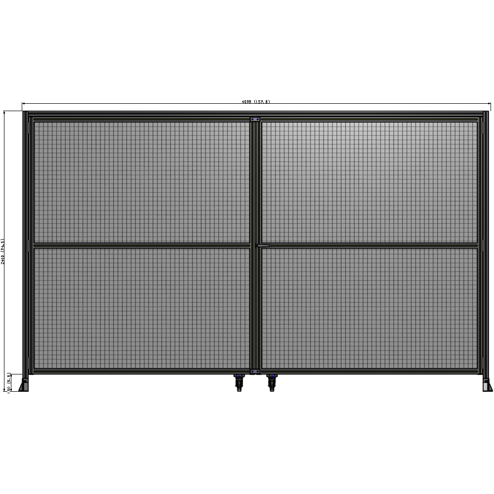 J7-2400-4000-0150-UYMTK DOUBLE PANEL, DOUBLE DOOR-FRAME W/ HEADER- HANDLE ON RIGHT 2400MM X 4000MM  1" MESH, AS A KIT