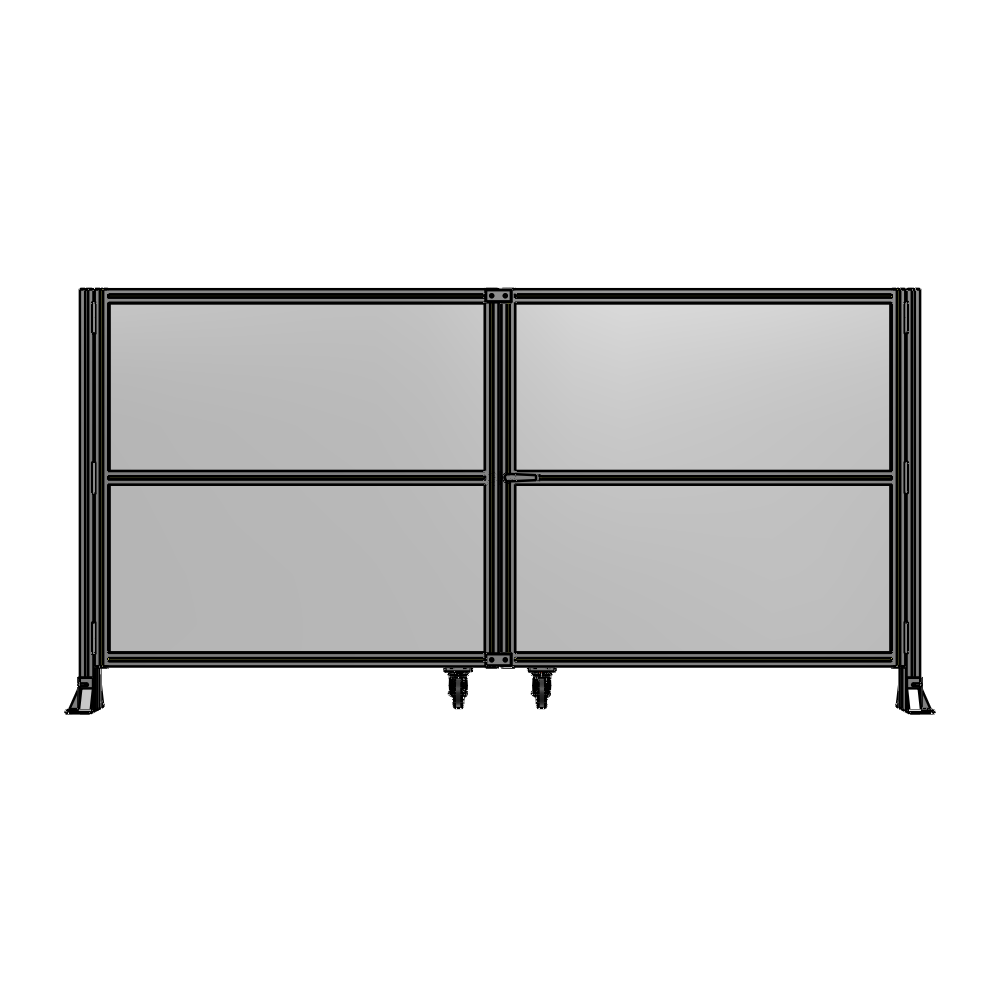 J8-1400-2800-0150-UYPTA DOUBLE PANEL, DOUBLE DOOR-FRAME W/O HEADER-HANDLE RIGHT 1400MM X 2800MM  1/4" POLYCARB, ASSEMBLED