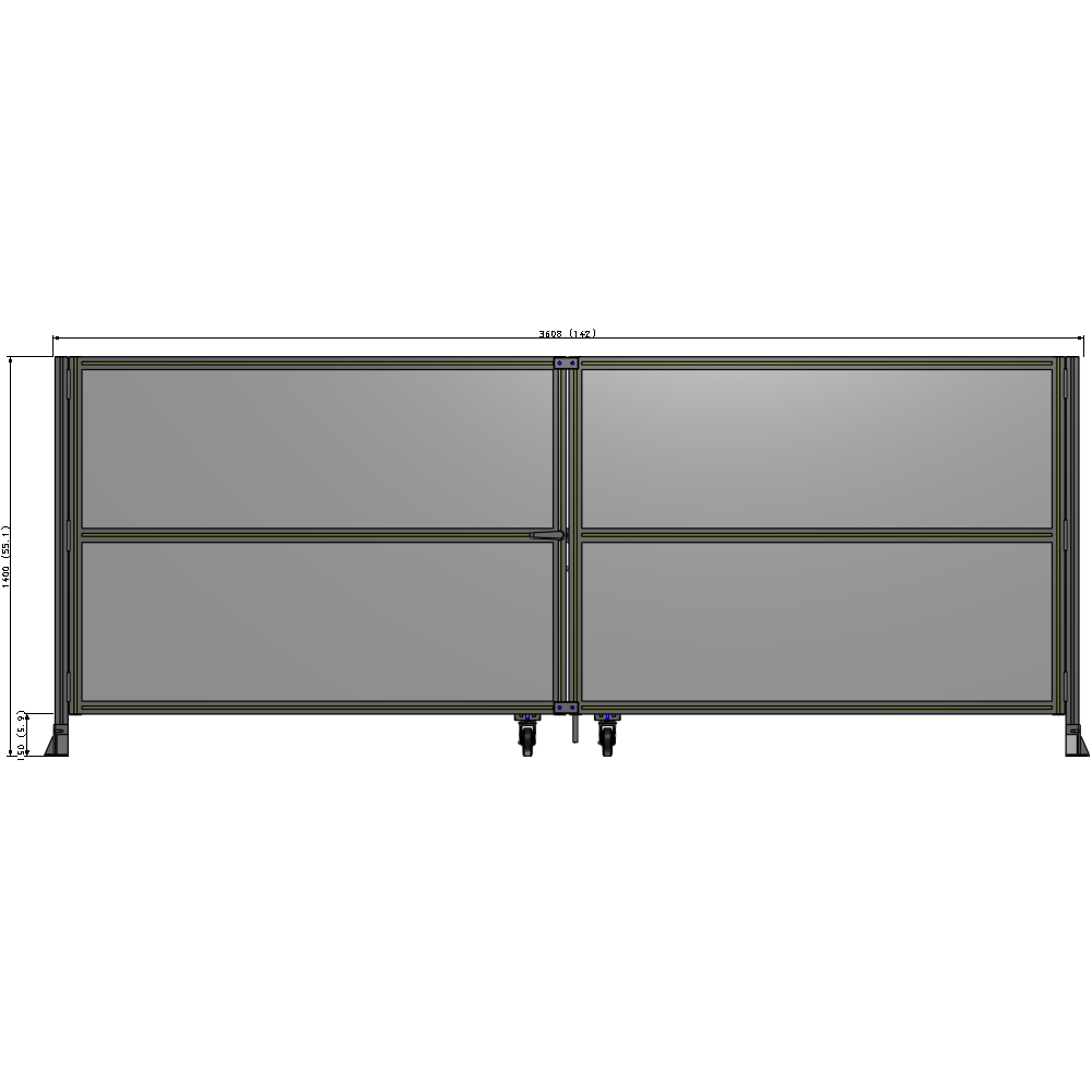 J8-1400-3600-0150-TYPTK DOUBLE PANEL, DOUBLE DOOR-FRAME W/O HEADER-HANDLE ON LEFT 1400MM X 3600MM  1/4" POLYCARB, AS A KIT