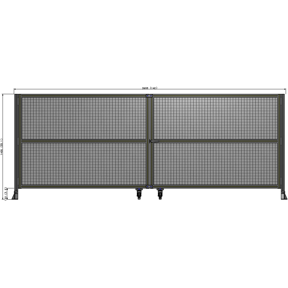 J8-1400-3600-0150-UYMTK DOUBLE PANEL, DOUBLE DOOR-FRAME W/O HEADER-HANDLE RIGHT 1400MM X 3600MM  1" MESH, AS A KIT