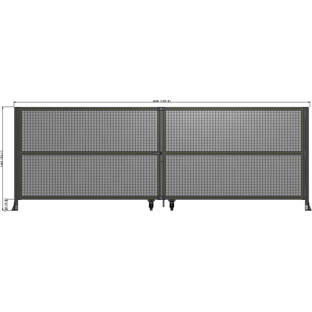 J8-1400-4000-0150-TYMTA DOUBLE PANEL, DOUBLE DOOR-FRAME W/O HEADER-HANDLE ON LEFT 1400MM X 4000MM  1" MESH, ASSEMBLED