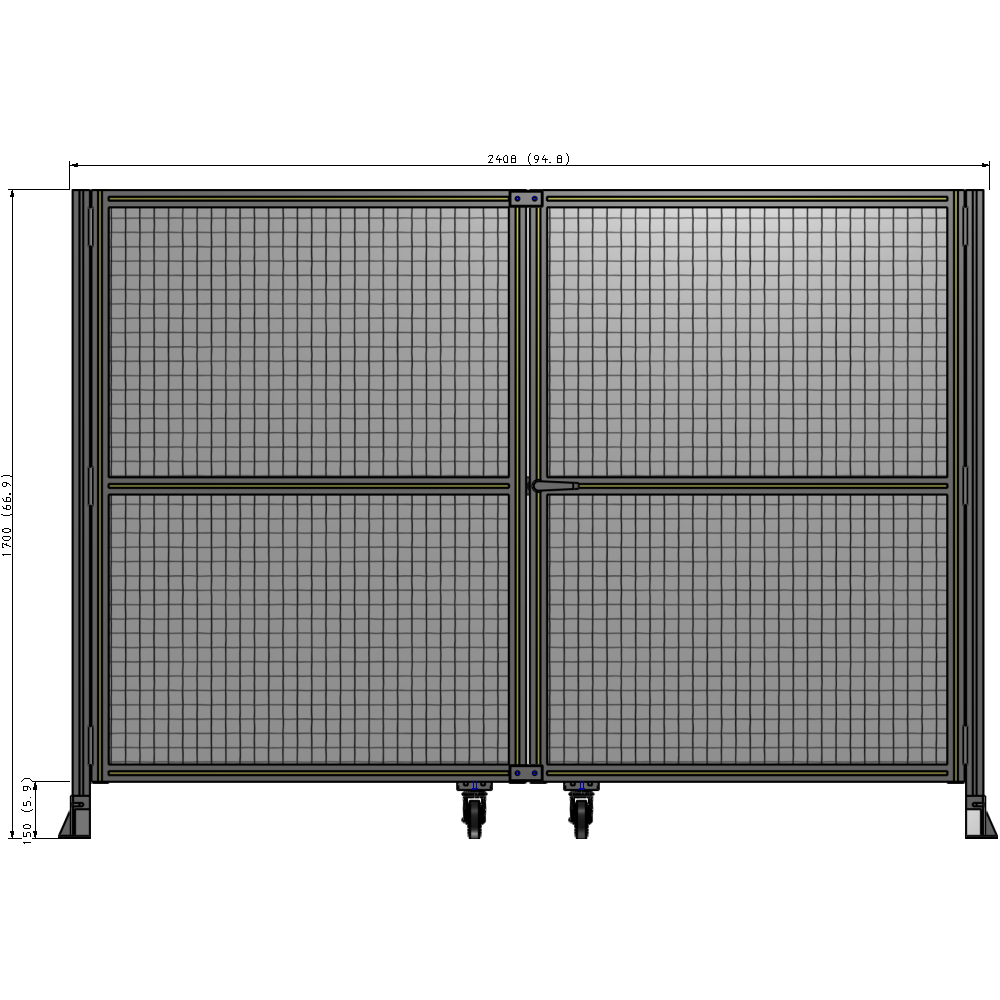 J8-1700-2400-0150-UYMTA DOUBLE PANEL, DOUBLE DOOR-FRAME W/O HEADER-HANDLE RIGHT 1700MM X 2400MM  1" MESH, ASSEMBLED