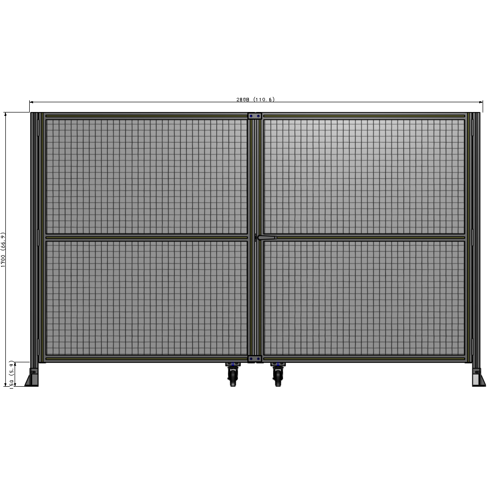J8-1700-2800-0150-UYMTK DOUBLE PANEL, DOUBLE DOOR-FRAME W/O HEADER-HANDLE RIGHT 1700MM X 2800MM  1" MESH, AS A KIT