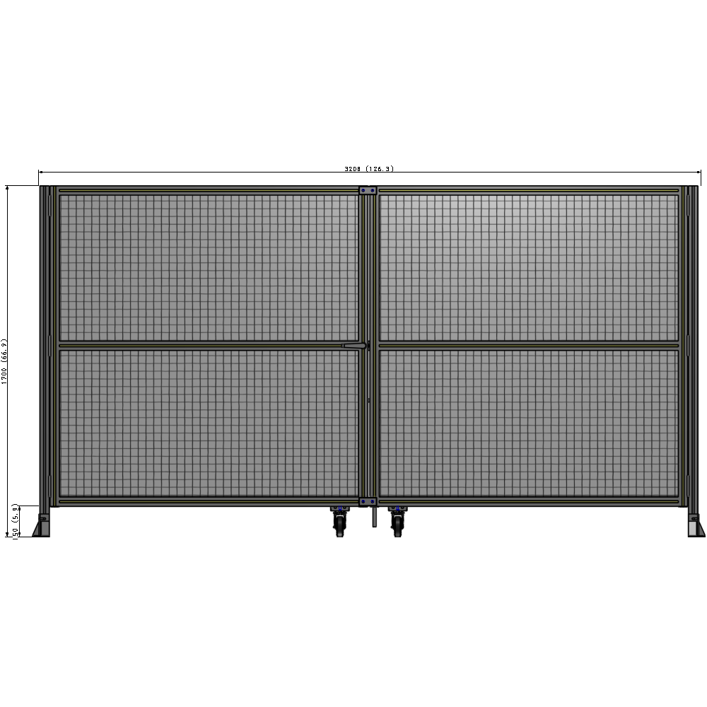 J8-1700-3200-0150-TYMTK DOUBLE PANEL, DOUBLE DOOR-FRAME W/O HEADER-HANDLE ON LEFT 1700MM X 3200MM  1" MESH, AS A KIT