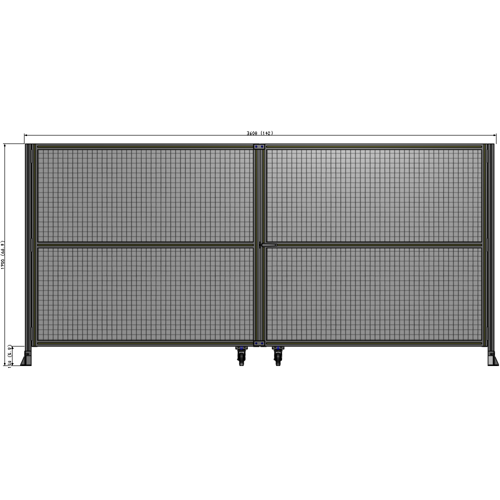 J8-1700-3600-0150-UYMTA DOUBLE PANEL, DOUBLE DOOR-FRAME W/O HEADER-HANDLE RIGHT 1700MM X 3600MM  1" MESH, ASSEMBLED