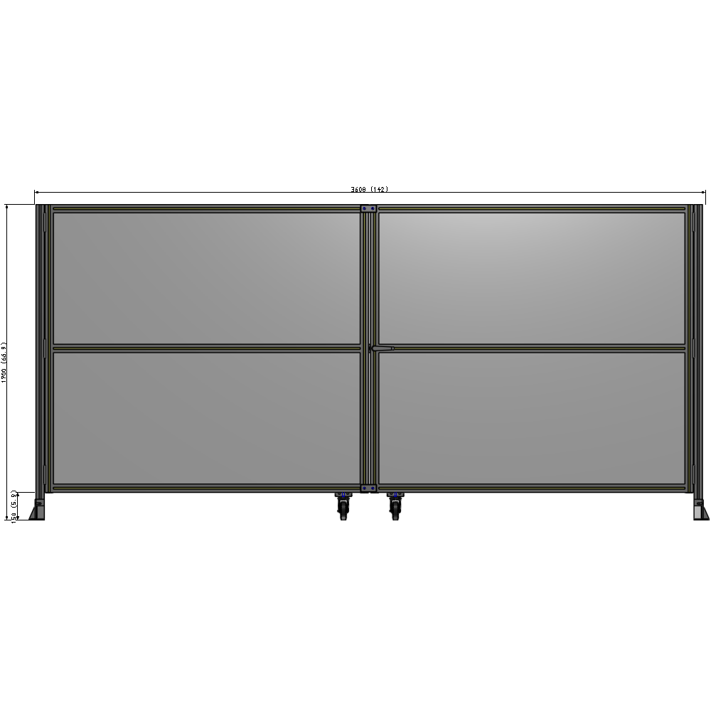 J8-1700-3600-0150-UYPTA DOUBLE PANEL, DOUBLE DOOR-FRAME W/O HEADER-HANDLE RIGHT 1700MM X 3600MM  1/4" POLYCARB, ASSEMBLED