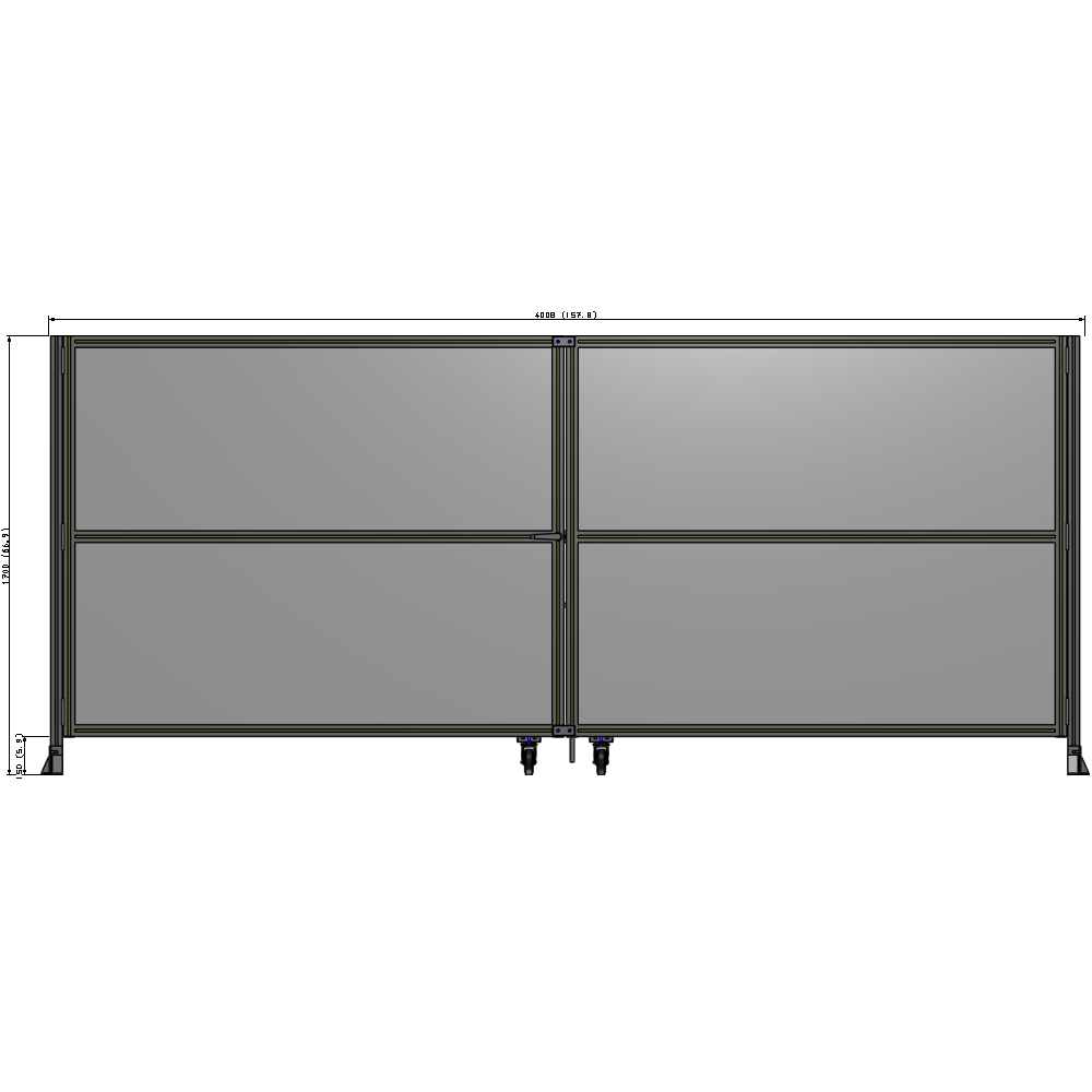 J8-1700-4000-0150-TYPTA DOUBLE PANEL, DOUBLE DOOR-FRAME W/O HEADER-HANDLE ON LEFT 1700MM X 4000MM  1/4" POLYCARB, ASSEMBLED