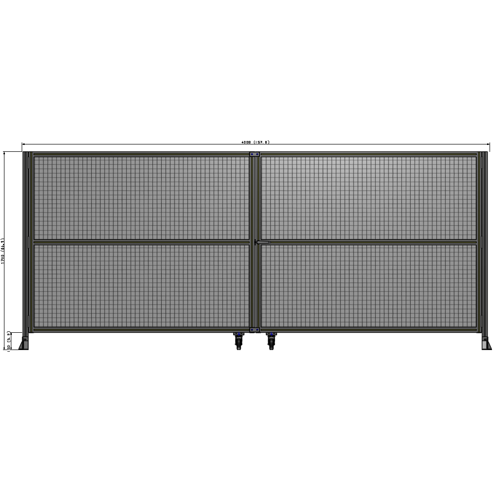 J8-1700-4000-0150-UYMTA DOUBLE PANEL, DOUBLE DOOR-FRAME W/O HEADER-HANDLE RIGHT 1700MM X 4000MM  1" MESH, ASSEMBLED
