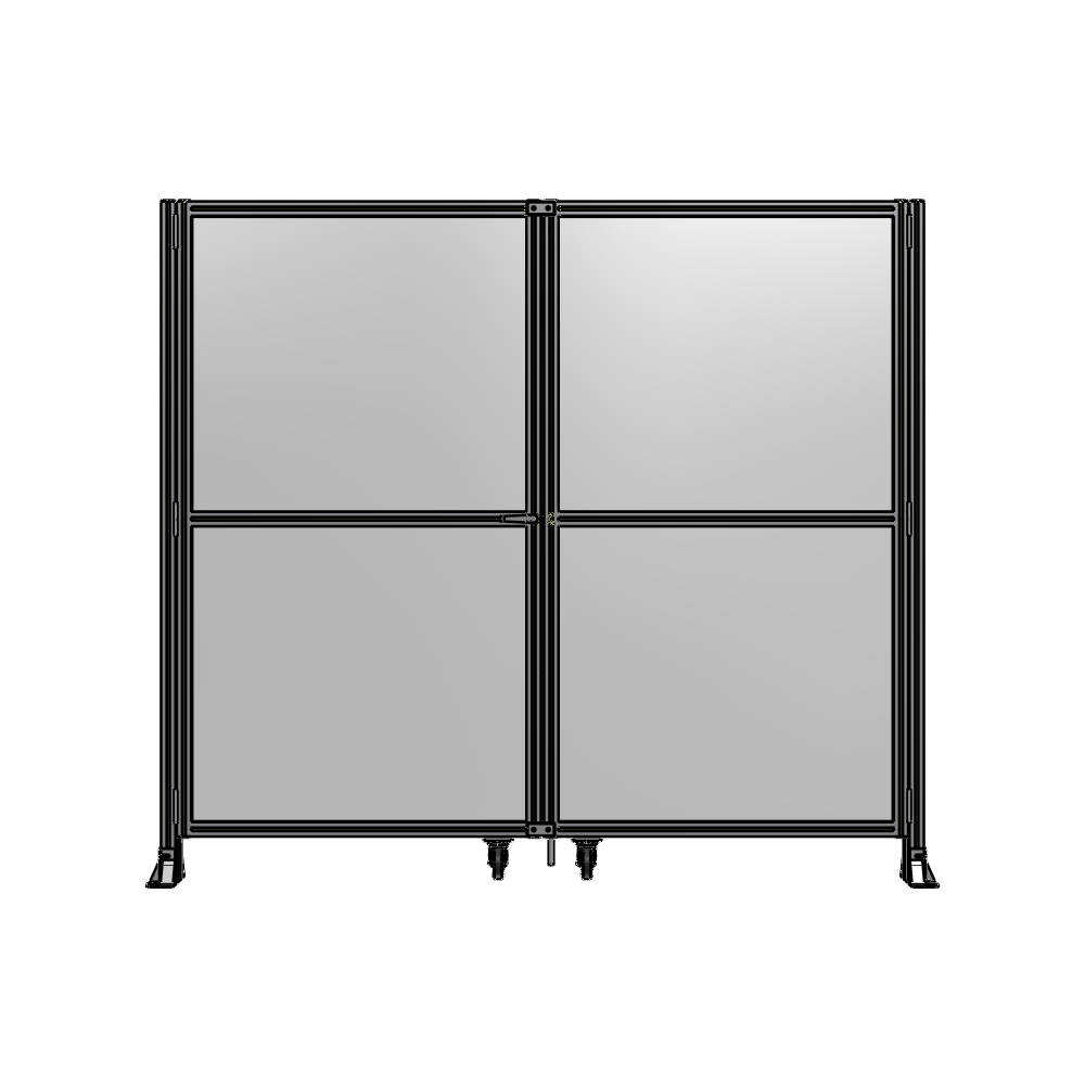 J8-2135-2400-0150-TYPTA DOUBLE PANEL, DOUBLE DOOR-FRAME W/O HEADER-HANDLE ON LEFT 2135MM X 2400MM  1/4" POLYCARB, ASSEMBLED