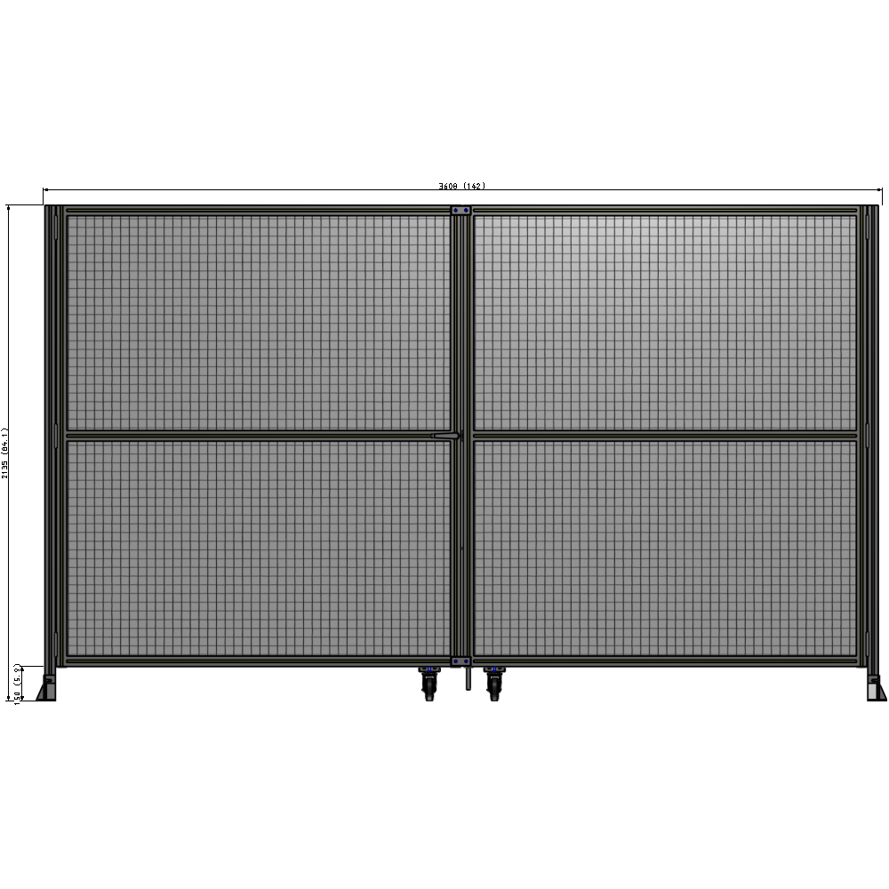 J8-2135-3600-0150-TYMTA DOUBLE PANEL, DOUBLE DOOR-FRAME W/O HEADER-HANDLE ON LEFT 2135MM X 3600MM  1" MESH, ASSEMBLED