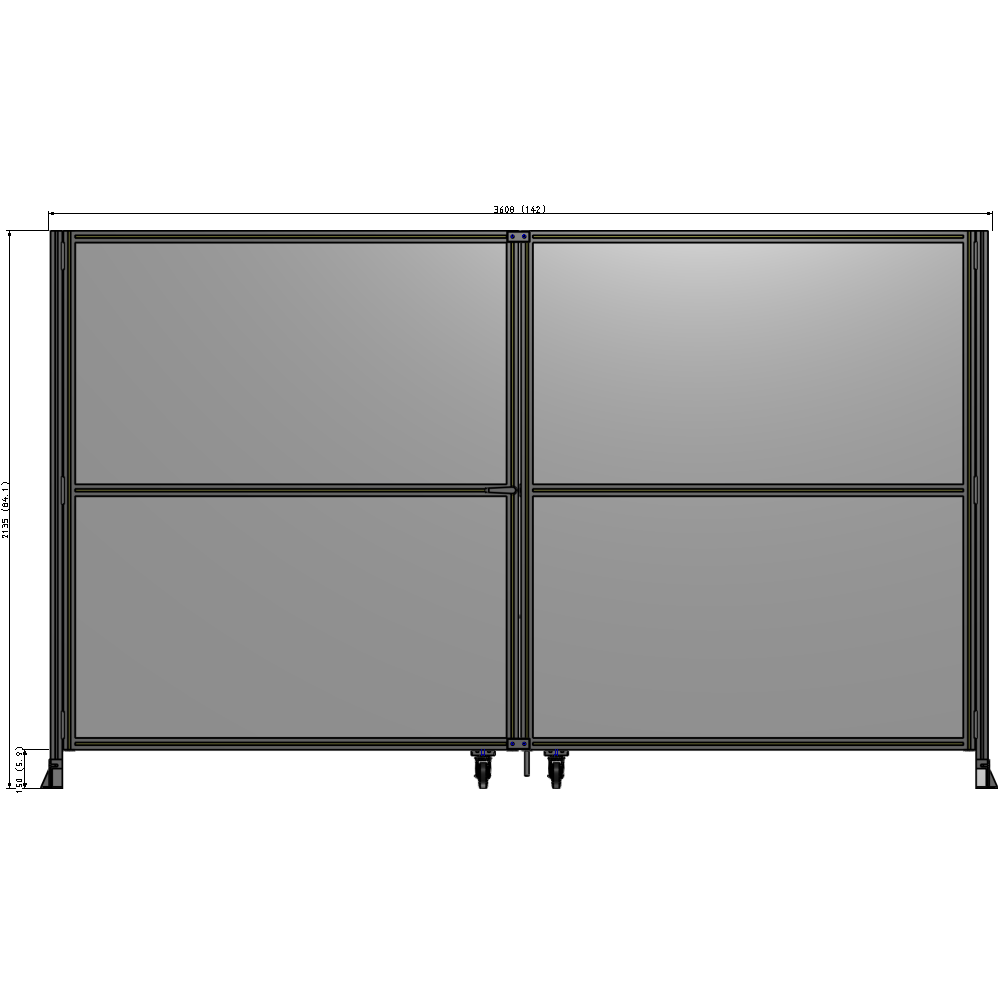 J8-2135-3600-0150-TYPTK DOUBLE PANEL, DOUBLE DOOR-FRAME W/O HEADER-HANDLE ON LEFT 2135MM X 3600MM  1/4" POLYCARB, AS A KIT