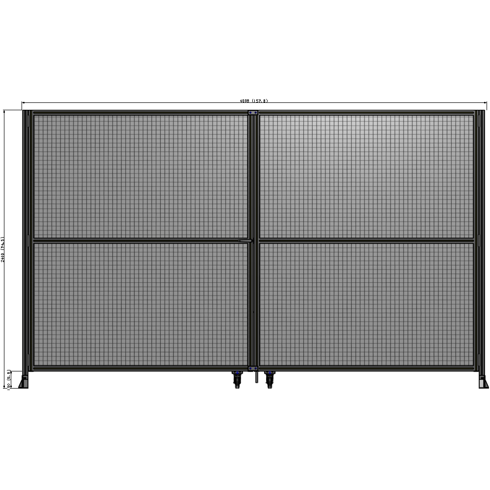 J8-2400-4000-0150-TYMTK DOUBLE PANEL, DOUBLE DOOR-FRAME W/O HEADER-HANDLE ON LEFT 2400MM X 4000MM 1" MESH, AS A KIT