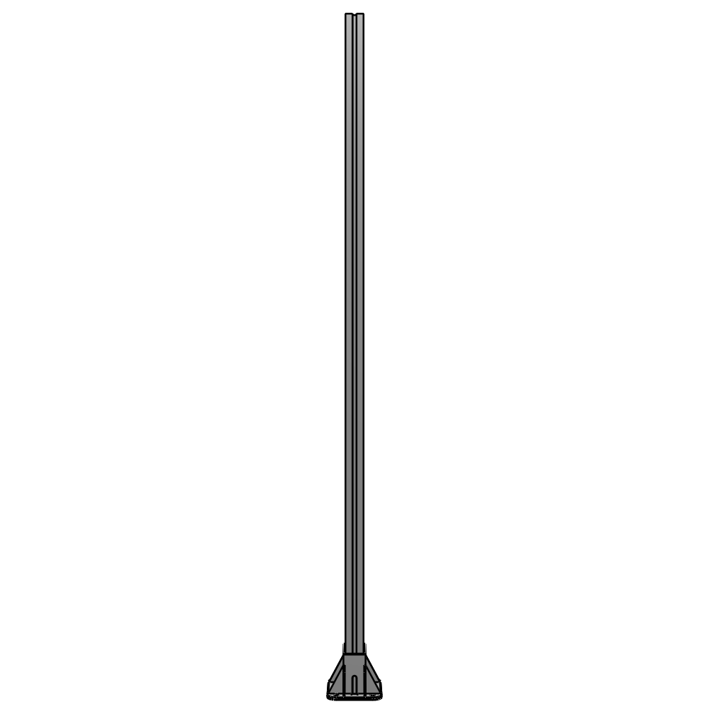 K2-1700-ZFA VERTICAL POST-4 SIDED FOOT, YELLOW INSERT, NO END CAP 45 MM X 90 MM X 1700 MM TALL, FULLY ASSEMBLED