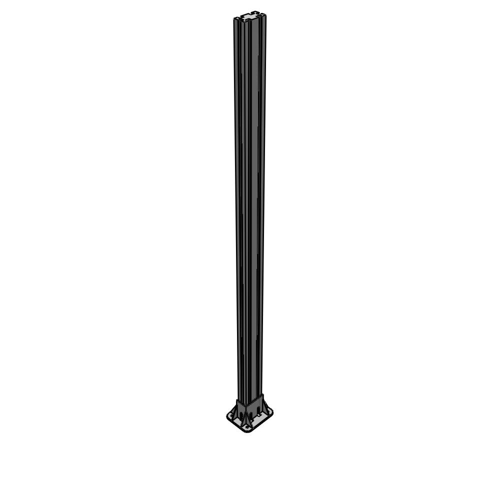 K2-1700-ZFA VERTICAL POST-4 SIDED FOOT, YELLOW INSERT, NO END CAP 45 MM X 90 MM X 1700 MM TALL, FULLY ASSEMBLED