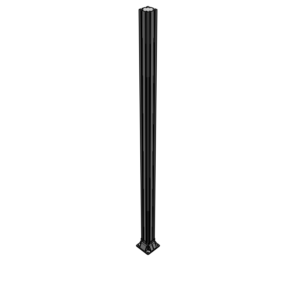 K3-2400-ZFA VERTICAL POST-4 SIDED FOOT, YELLOW INSERT, NO END CAP 90 MM X 90 MM X 2400 MM TALL, FULLY ASSEMBLED