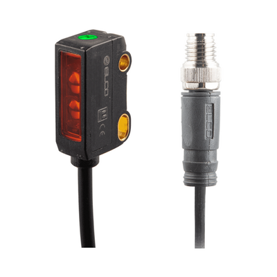 OS22-AK120DP6-0.3-Q12 ELCO PHOTOELECT SENSOR, OS22-SERIES, DIFF W/ BGS, RED BEAM, OR:10-120MM, PNP, DO, -10TO50 DEG C, SW FRQ:200HZ, 0.3 M CABLE+M12 4-PIN