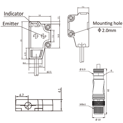 OS4-EDP6-0.3-Q8.3 ELCO PHOTOELECT SENSOR, OS4-SERIES, FRONT-OPPOSED, RECEIVER, RED BEAM, OR:1 M, PNP, DO, 10TO30VDC, -10TO55 DEG C, SW FRQ:800HZ, 0.3 M CABLE+M8 3-PIN