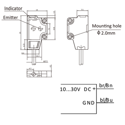 OS4-SS6 ELCO PHOTOELECT SENSORS, OS4-SERIES, FRONT-OPPOSED, EMITTER, POINT LIGHT, OR:1 M, 10TO30VDC, -10TO55 DEG C, CABLE 2M