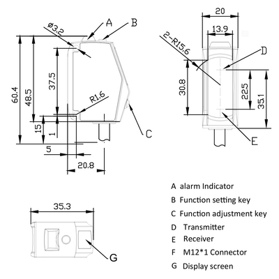OSM40-KL35CB6/485 ELCO DISTANCE SENSOR(TRI), OSM40-SERIES, RED LASER, OR:25-35MM, RES: 0.001MM, NPN/PNP, RS-485, 10-30VDC,  2M CABLE
